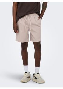 Only & Sons Shorts ONLY & SONS "ONSWILL 0292 LOOSE STRING SHORTS NOOS", Herren, Gr. L, N-Gr, beige (string), Web, Obermaterial: 75% Polyester, 21% Viskose, 4% Elasthan, unifarben, loose fit knielang, Hosen Shorts