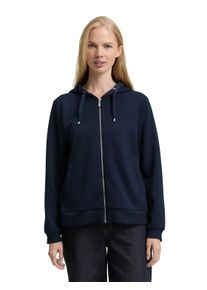 Kapuzensweatjacke Tom Tailor "Regular", Damen, Gr. XS, wei&szlig; (sky captain), Sweatware, Obermaterial: 51% Polyester, 42% Viskose, 7% Elasthan, unifarben, regular fit h&uuml;ftbedeckend, Rundhals, B&uuml;ndchen, Sweatjacken Kapuzensweatjacke, mit Viskose und Stretch