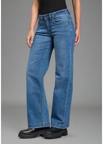 Weite Jeans Arizona "mit modischem Beinverlauf", Damen, Gr. 27, L&auml;nge 32, blau (blau used), Denim/Jeans, Obermaterial: 98% Baumwolle, 2% Elasthan, unifarben, weit kn&ouml;chellang, Jeans Weite Jeans, mit geradem Beinverlauf, kn&ouml;chellange Schnittform, normale Leibh&ouml;he