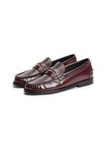 Loafer Tommy Hilfiger "HILFIGER PENNY ABRASIVATO", Damen, Gr. 40, braun (dunkelrot), Nappaleder, Schuhe Loafer, Blockabsatz, Slipper, Businessschuh mit klassischem Zierriegel