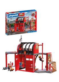 Konstruktions-Spielset Playmobil "Gro&szlig;e Feuerwehrstation (72191), City Action", rot (bunt), Spielbausteine, Kinder, Kunststoff, Konstruktions-Spielset, Made in Germany