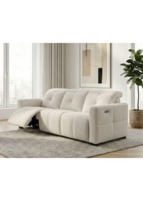 3-Sitzer OTTO HOME "CAARLA Cord, Sofa, 224 cm, man. oder elektr. Relaxfunktion (USB-A/C)", beige (creme), B:224cm H:99cm T:102cm, 93% Polyester / 7% Nylon, Sofas, 3-Sitzer, mit USB-A und USB-C bei elektrischer Ausf&uuml;hrung, Kopfteilverstellung