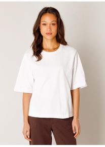 Rundhalsshirt Base Level "Noa", Damen, Gr. 48, wei&szlig;, Single Jersey, Obermaterial: 100% Baumwolle, unifarben, h&uuml;ftlang, Rundhals, abgesteppte Kante, Shirts Rundhalsshirt, Sommershirt mit Halbarm