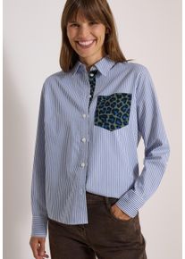 Hemdbluse Cecil, Damen, Gr. L (42), blau (blouse blau), Web, Obermaterial: 70% Baumwolle, 30% Viskose, kontrastfarbene Details, figurumspielend h&uuml;ftlang, 2-Knopf-Manschette, Blusen Hemdbluse, Kontrastfabene Details im Animal-Print