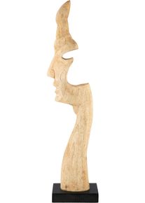 Skulptur Gilde "Skulptur Gesicht Silhouette naturfarben", beige (naturfarben), B:15,5cm H:67cm T:9cm, Mangoholz, Dekofiguren, Skulptur, Gesicht Dekoobjekt zeitgen&ouml;ssische Kunst abstrakte K&ouml;pfe