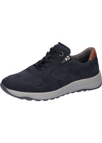 Waldl&auml;ufer Schn&uuml;rschuh WALDL&Auml;UFER "K-John", Herren, Gr. 7 (40,5), Leder Textil, blau (dunkelblau, cognac), Nubukleder, unifarben mit Farbeinsatz, Schuhe Schn&uuml;rschuh, Schn&uuml;rschuh, Bequemschuh, H-Weite, mit seitlichem Rei&szlig;verschluss