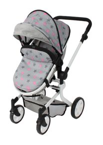 Bayer Chic 2000 Kombi-Puppenwagen CHIC2000 "Mika", grau (sternchen grau), Puppenwagen, KinderB:41cm H:82cm T:73cm, Kunststoff, Metall, Stoff, Kombi-Puppenwagen, mit schwenkbaren Vorderr&auml;dern, B:41cm H:82cm T:73cm