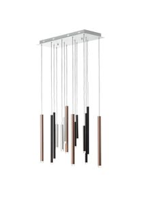 Brilliant Pendelleuchte "Cembalo", braun (braun, kaffee), 14, H: 180cm, 1 Stk., Leuchten, LED H&auml;ngelampe 14flg braun/Kaffee, Pendelleuchte