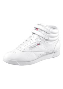 Sneaker Reebok CLASSIC "Freestyle Hi", Damen, Gr. 37, wei&szlig; (int, wei&szlig;, silber), Leder, Schuhe Sneaker