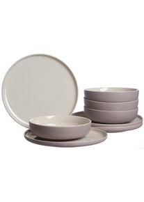 Ritzenhoff & Breker Tafelservice RITZENHOFF & BREKER "Teller Set, Geschirr-Set Jasper", grau (taupe), 8 Stk., Steinzeug, Geschirr-Sets, Tafelservice, Scandic Style, 8 Teile, f&uuml;r 4 Personen