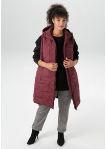 Steppweste ANISTON PLUS, Damen, Gr. 50, rot (bordeauy), Steppware, Obermaterial: 100% Polyamid. Futter: 100% Polyester. Wattierung: 100% Polyester, unifarben, figurumspielend kniebedeckend, Westen Steppweste, trendige wattierte Steppweste, Topseller
