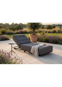Ambia Garden Gartenliege, Dunkelgrau, Metall, Textil, F&uuml;llung: Polyester, Polyurethan (Pur), 200x31x75 cm, Fsc, Bsci, R&uuml;ckenlehne verstellbar, Gartenm&ouml;bel, Gartenliegen, Sonnenliegen