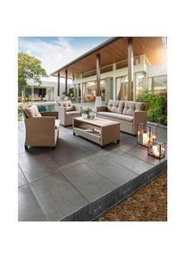Ambia Garden Loungegarnitur, Grau, Beige, Metall, Kunststoff, Textil, 11-teilig, F&uuml;llung: Schaumstoff,Schaumstoff, eckig, 124x76x67 cm, Gartenm&ouml;bel, Loungem&ouml;bel, Loungegarnituren