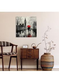 Leinwandbild queence "Big Ben bei Regen", grau (wei&szlig;, neutral), B:40cm H:40cm T:1,5cm, Canvas, Holz, Bilder, Leinwandbild