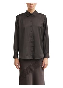 Langarmbluse comma, Damen, Gr. 40, braun, Web, Obermaterial: 53% Viskose, 47% Polyester, unifarben, normal h&uuml;ftbedeckend, Rundhals, Blusen Langarmbluse, mit Viskose / leicht schimmernd
