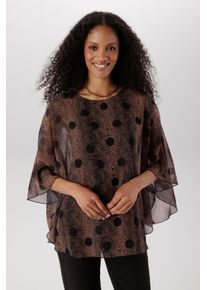 Chiffonbluse Aniston SELECTED, Damen, Gr. 46, schwarz, kupfer, Chiffon, Obermaterial: 100% Polyester. Futter: 95% Viskose, 5% Elasthan, bedruckt, gemustert, gepunktet, h&uuml;ftbedeckend, Rundhals, weit, Blusen Chiffonbluse, im modischen Lagenlook und Animalprint - NEUE KOLLEKTION, Topseller