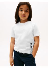 T-Shirt Tommy Hilfiger "Tommy Hilfiger GRAPHIC T-SHIRT", Jungen, Gr. 4 (104), wei&szlig;, Single Jersey, Obermaterial: 100% Baumwolle, unifarben, regular fit h&uuml;ftlang, Rundhals, Shirts T-Shirt, f&uuml;r Kinder bis 16 Jahre, Tommy Hilfiger Schriftzug