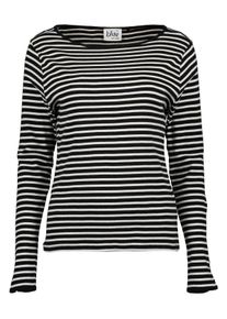 Langarmshirt Blue Seven "Langarmshirt mit U-Boot Ausschnitt", Damen, Gr. 40, schwarz-wei&szlig; (9990, schwarz), 100% Baumwolle, normal, U-Boot-Ausschnitt, Shirts Langarmshirt