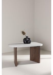Beistelltisch VENTURE HOME, braun (grau, hellgrau), B:45cm H:40cm T:45cm, Tische, Beistelltisch, Ablagetisch, MDF, oval, niedrig, kompakt, wohnlich