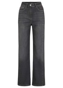 Regular-fit-Jeans GOLDNER "Kurzgr&ouml;&szlig;e Denimhose VERA mit weitem Beinverlauf", Damen, Gr. 25, K-Gr, grau, Obermaterial: 83% Baumwolle CO. 15% Polyester PES. 2% Elasthan EL., Jeans Regular-fit-Jeans, schlankmachende Seitenteile