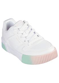 Sneaker Skechers "JADE-SOFT GLOW", M&auml;dchen, Gr. 32, gr&uuml;n (wei&szlig;, gr&uuml;n), Lederimitat, kontrastfarbene Details, Schuhe Sneaker, Schn&uuml;rschuh mit Regenbogenlaufsohle, Gr&ouml;&szlig;enschablone zum Download
