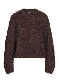 Rundhalspullover Noisy may "NMSASSY L/S O-NECK KNIT NOOS", Damen, Gr. XS, braun (chocolate plum), Strick, Obermaterial: 69% Polyester, 31% Nylon, unifarben, relaxed fit normal, Rundhals, Pullover Rundhalspullover, Materialmix, relaxed fit