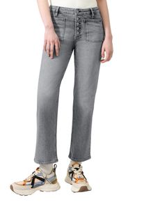 Bootcut-Jeans QS, Damen, Gr. 44, N-Gr, grau (grau used), Denim/Jeans, Obermaterial: 99% Baumwolle, 1% Elasthan, unifarben, bootcut fit lang, Jeans Bootcut-Jeans, mit Stretch und aufgesetzten Taschen