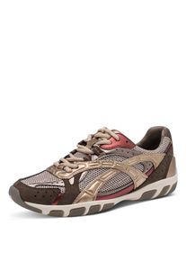 Sneaker Tamaris, Damen, Gr. 38, beige kombiniert, Lederimitat, Textil, Mesh, kontrastfarbene Details, mehrfarbig, Schuhe Sneaker, Freizeitschuh, Schn&uuml;rer, Halbschuh mit Kontrastbesatz
