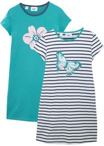bonprix Cămașă de noapte 100% din bumbac cu m&acirc;neci scurte (set/2 buc.), verde, 128/134