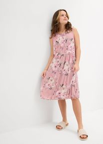 bonprix Rochie vaporoasă din mesh imprimat pe toată suprafața, roz, 164