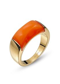 Siegelring Elli "Ring Signet Rechteck 925 Sterling Silber vergoldet" Gr. 56, gold, Fingerringe, Damen, 56, Resin, Siegelring