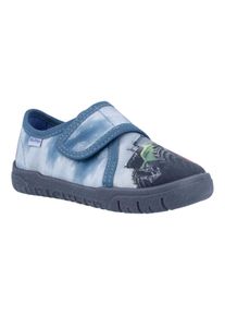 Hausschuh Richter "Matz", M&auml;dchen, Gr. 33, Baumwolle, blau (grau), kontrastfarbene Details, Schuhe Hausschuh, Halbschuh, Kinderschuh, Kontrastbes&auml;tzen, Gr&ouml;&szlig;enschablone zum Download