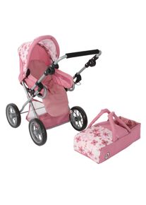 Bayer Chic 2000 Kombi-Puppenwagen CHIC2000 "Leni", rosa (flowers rosa), Puppenwagen, KinderB:37cm H:68cm T:64cm, Kunststoff, Metall, Stoff, Kombi-Puppenwagen, mit herausnehmbarer Tragetasche, B:37cm H:68cm T:64cm