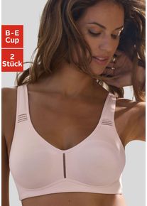 T-Shirt-BH "BH ohne B&uuml;gel, Baumwoll-BH, Soft-BH", Damen, Gr. 95, Cup D, rosa (ros&eacute;, wei&szlig;), Jersey, Obermaterial: 95% Baumwolle, 5% Elasthan, PETITE FLEUR BY LASCANA, Basic, BHs T-Shirt-BH, mit breiten Tr&auml;gern, gro&szlig;e Gr&ouml;&szlig;en, bequemer BH