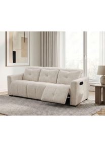 3-Sitzer OTTO HOME "CAARLA Webstoff, Sofa, 224 cm, man. o. elektr. Relaxfunktion (USB)", wei&szlig; (creme), B:224cm H:99cm T:102cm, 100% Polyester, Sofas, 3-Sitzer, mit USB-A und USB-C bei elektrischer Ausf&uuml;hrung, Kopfteilverstellung