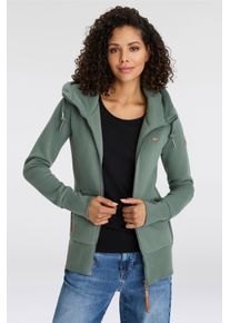 Sweatjacke Ragwear "NESKA ZIP O", Damen, Gr. XXL (44), gr&uuml;n (baltic), Sweatware, Obermaterial: 90% Baumwolle, 10% Polyester, kontrastfarbene Details, unifarben, figurbetont normal, Rundhals, Rippb&uuml;ndchen, Sweatjacken Sweatjacke, figurbetont in melierter Optik und mit gro&szlig;er Kapuze, Topseller