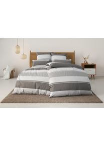 Bettw&auml;sche OTTO HOME "Yonne", grau, B/L: 200cm x 200cm, 1 Stk., 2 Stk., Flanell PREMIUM, B/L: 80cm x 80cm, 3, Flanell PREMIUM, Obermaterial: 100% Baumwolle, Bettw&auml;sche, Bettw&auml;sche, in frischen Farben, gestreifte Bettw&auml;sche, ab Gr. 135x200 cm