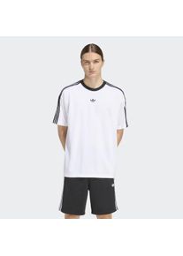 T-Shirt adidas originals "ADIDAS ADICOLOR JACQUARD TRIKOT", Herren, Gr. XL, wei&szlig;, Obermaterial: 100% Polyester, Rundhals, Shirts T-Shirt, lockere Passform, Rundhalsausschnitt, mit klassischem Trefoil Logo