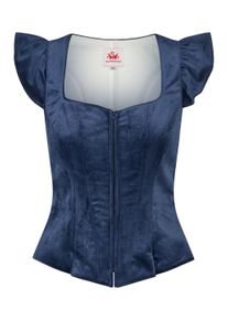 Spieth & Wensky Klassische Bluse SPIETH & WENSKY "Spieth & Wensky Mieder Kapstadt", Damen, Gr. 38, blau (dunkelblau), Obermaterial: 100% Polyester PES., uni, regular fit, Blusen Klassische Bluse, mit Puff&auml;rmeln