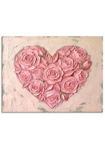 Wandbild OTTO HOME "Blumenherz in Struktur-Optik", rosa (farbe bild(er): naturfarben), B:80cm H:60cm T:2cm, Holz, Leinwand, Bilder, Wandbild, in verschiedenen Gr&ouml;&szlig;en