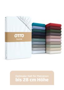 Spannbettlaken OTTO HOME "BLACKBERRY in PREMIUM und BASIC Qualit&auml;t, 100% Baumwolle", wei&szlig;, B:160cm L:200cm, Jersey (160 g/m&sup2;), Obermaterial: 100% Baumwolle, Bettlaken, Spannbettlaken, f&uuml;r hohe Matratzen bis 28 cm, Bettlaken, Spannbetttuch, Boxspring