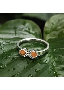 Holzkern Mosaic Ring Olive und Silber
