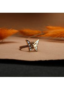 Holzkern Fritillary Ring Blue Mother-of-pearl and Gold