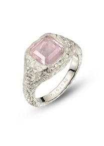 Siegelring HAZE & GLORY "Ring Quarz Rosa 925 Sterling Silber" Gr. 52, silber, Fingerringe, Damen, 52, Silber 925 (Sterlingsilber), Siegelring