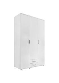 CARRYHOME Dreht&uuml;renschrank, Wei&szlig;, Holzwerkstoff, 4 F&auml;cher, 2 Schublade(n) Schubladen, 120x196x54 cm, Schlafzimmer, Komplette Schlafzimmer und Serien, Schlafzimmerserien