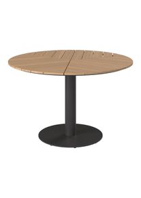 Ambia Garden Gartentisch, Naturfarben, Schwarz, Metall, Kunststoff, Holzoptik, rund, zylindrisch, 120x74x120 cm, Gartenm&ouml;bel, Gartentische, Gartentische