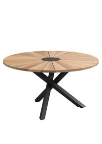 Ambia Garden Gartentisch, Naturfarben, Holz, Metall, Teakholz, rund, 150x75x150 cm, Holzm&ouml;bel, Holztische, Gartentische Holz