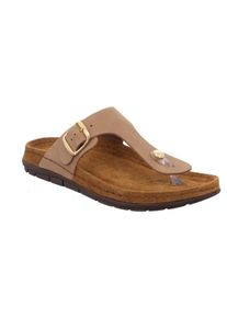 Zehentrenner Rohde "EASYS N44", Damen, Gr. 42, beige (natur), Leder, Schuhe Zehentrenner, Sommerschuh, Schlappen, Hausschuh mit Schnallenverschluss