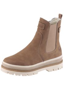 Winterboots Rieker, Damen, Gr. 42, braun (hellbraun), Elastischer Einsatz, Nubuklederimitat, unifarben mit Farbeinsatz, Schuhe Winterboots, Chelseaboots, Plateauboots, Stiefelette mit Innenrei&szlig;verschluss, Topseller