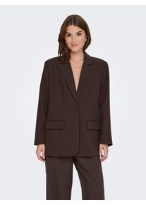 Longblazer Only "ONLLINDA-RAVEN L/S BF BLAZER TLR NOOS", Damen, Gr. 40, braun (coffee bean), Web, Obermaterial: 74% Polyester, 20% Viskose, 6% Elasthan, unifarben, oversize Po-bedeckend, Blazer Longblazer, Materialmix, oversize
